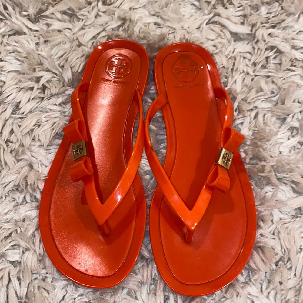 Red/orange Tory Burch size 6 flip flops